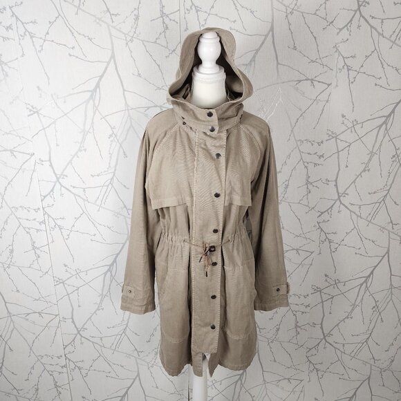 Current Elliott Beige Cotton The Bridgeport Parka Trench Coat - Picture 2 of 9